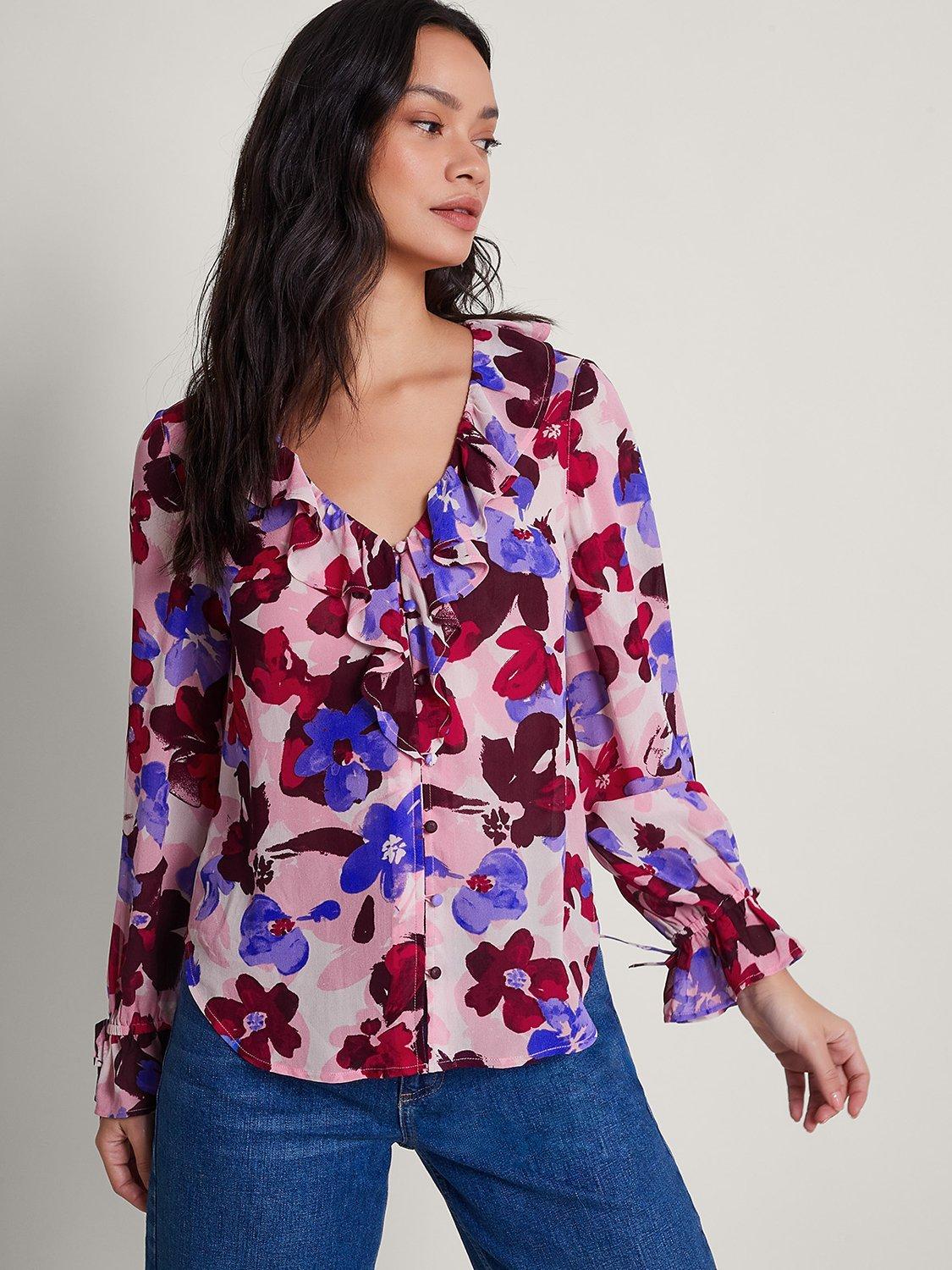 Monsoon Vittoria Floral Blouse, Pink/Multi
