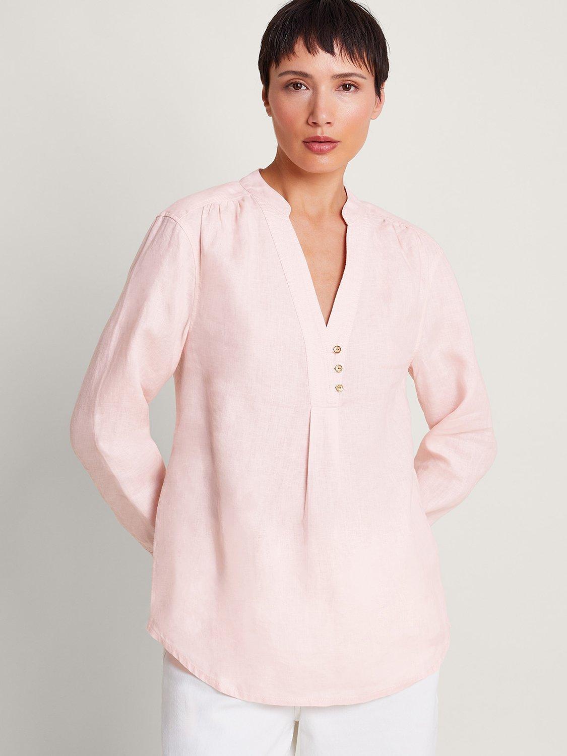 Monsoon India Linen Top, Blush