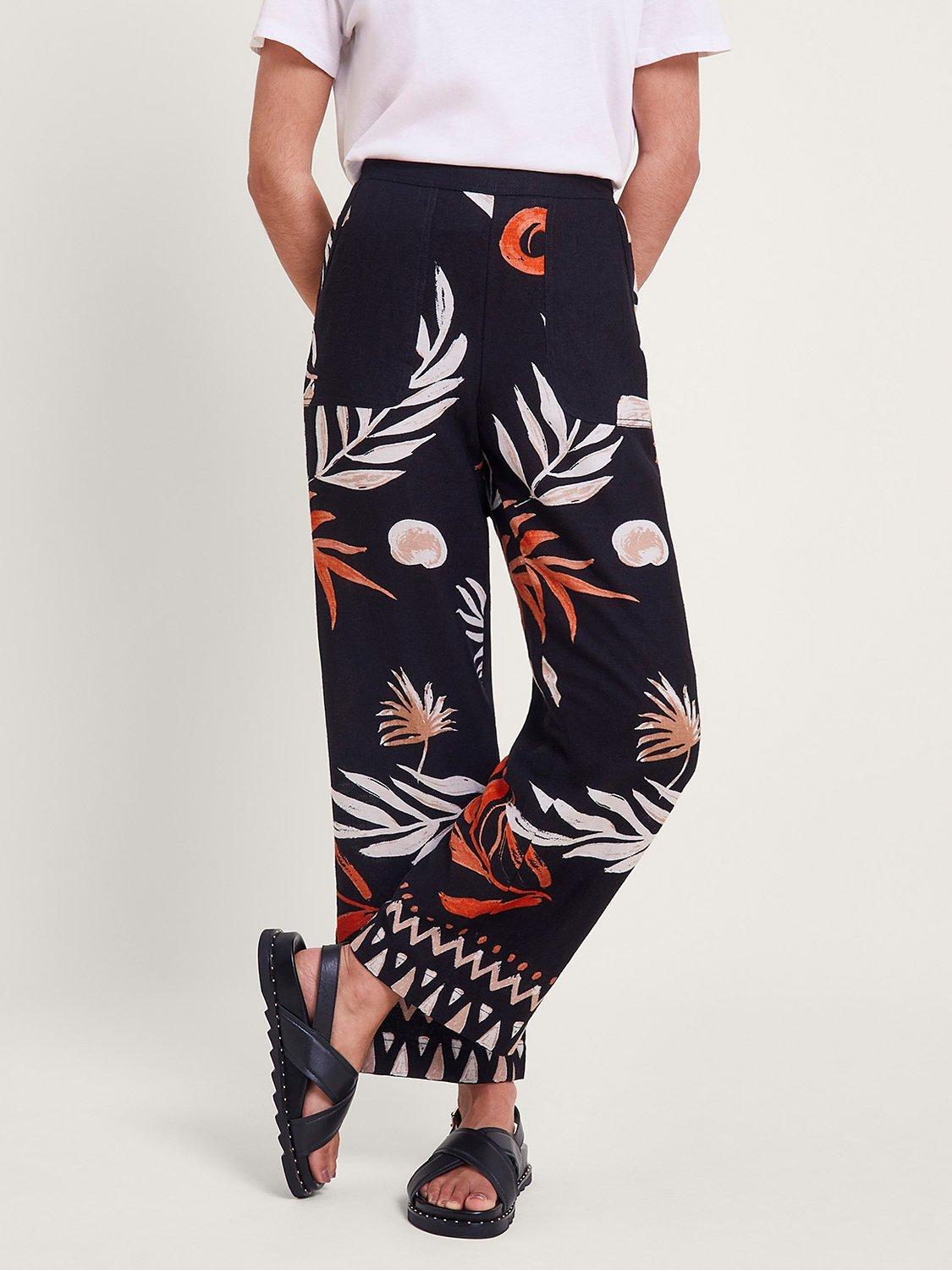 Monsoon Carlotta Print Trousers, Black