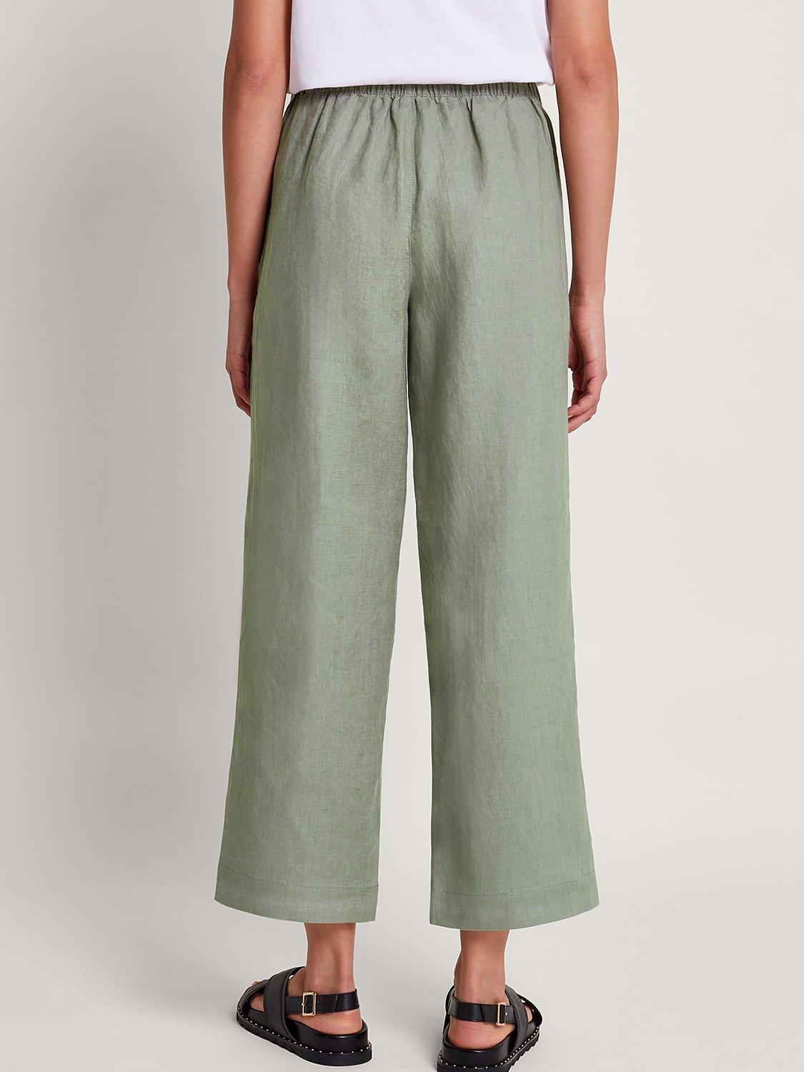Womens linen cropped trousers sales