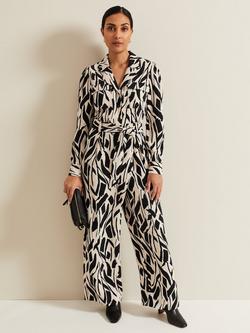 Phase Eight Petite Constance Floral Print Jumpsuit, Black/White, Black/White