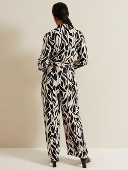 Phase Eight Petite Constance Floral Print Jumpsuit, Black/White - view 2, Black/White