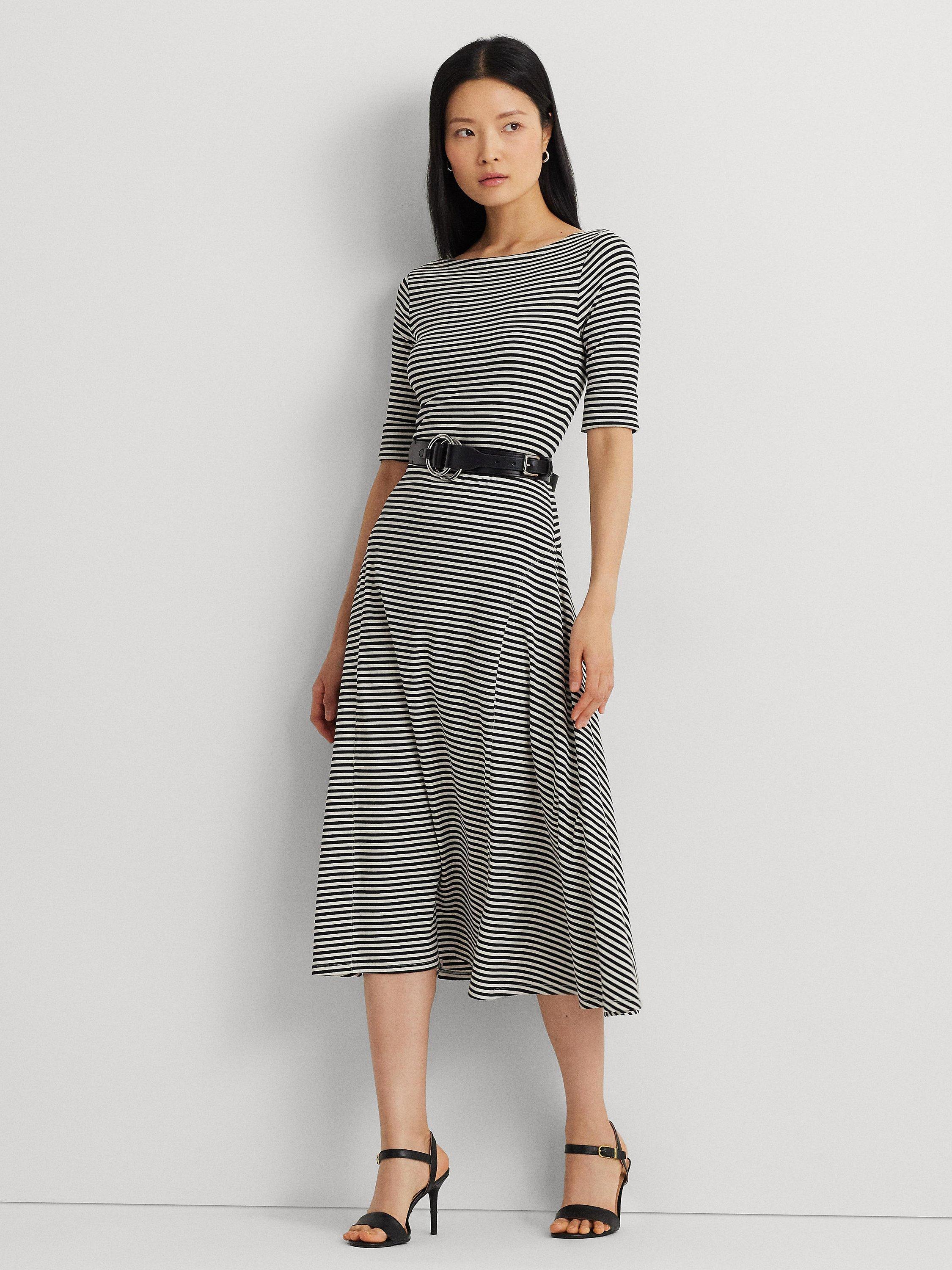 Lauren Ralph Lauren Munzie Stripe Flared Dress, Black