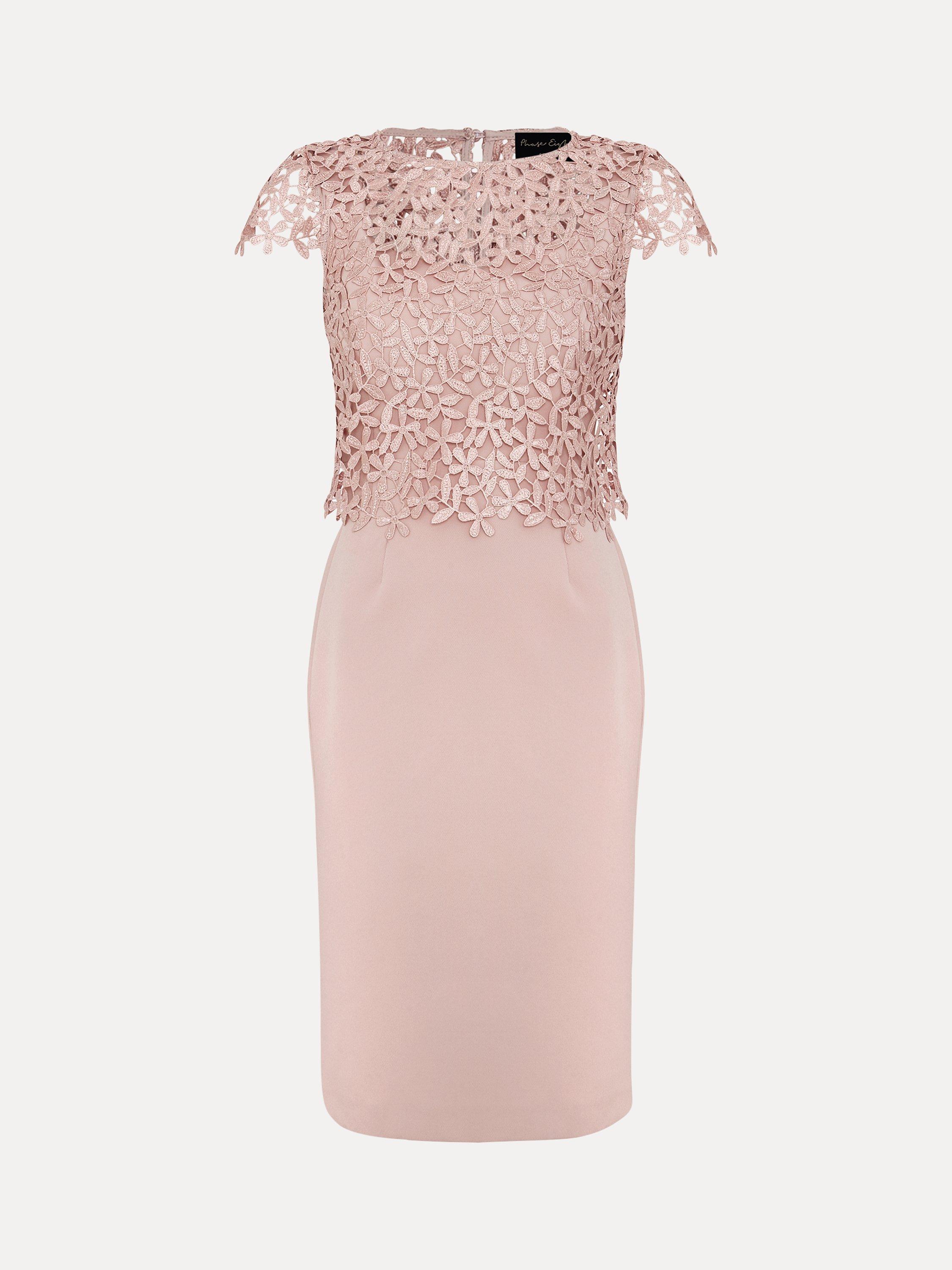 Product image 7 of 7, which shows Phase Eight Petite Daisy Textured Bodice Dress, Pale Pink, 6