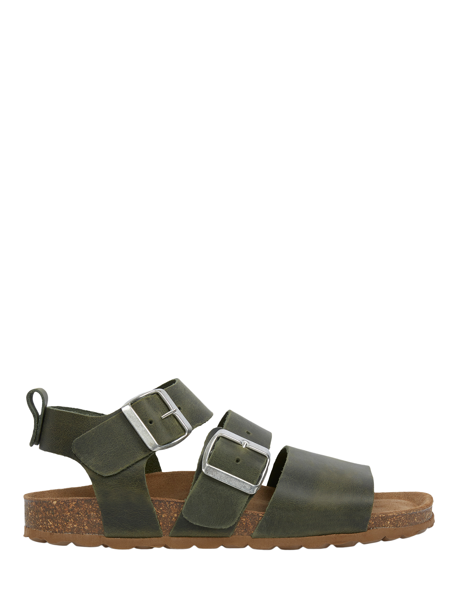 Product image 1 of 6, which shows Celtic & Co. Suede Triple Strap Footbed Sandals, Olive, 3