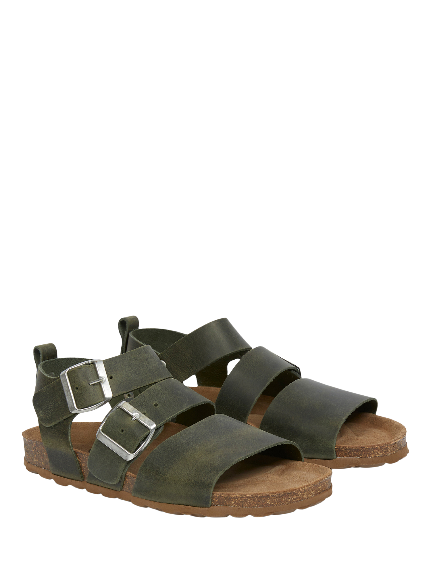Product image 2 of 6, which shows Celtic & Co. Suede Triple Strap Footbed Sandals, Olive, 3