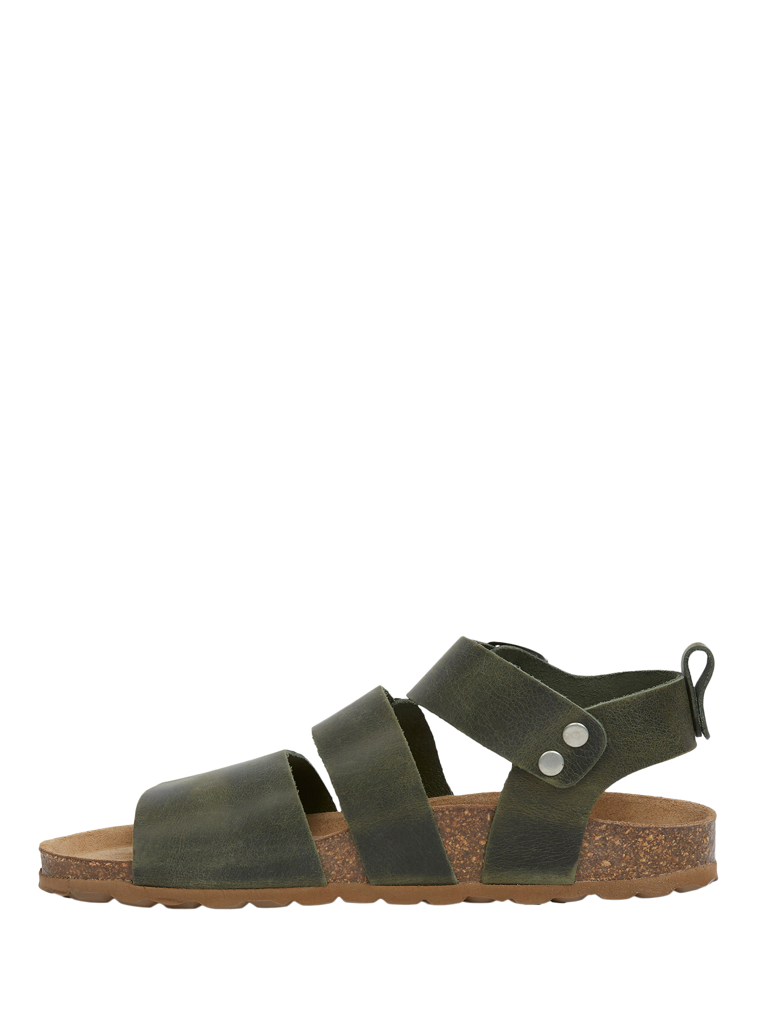 Product image 3 of 6, which shows Celtic & Co. Suede Triple Strap Footbed Sandals, Olive, 3