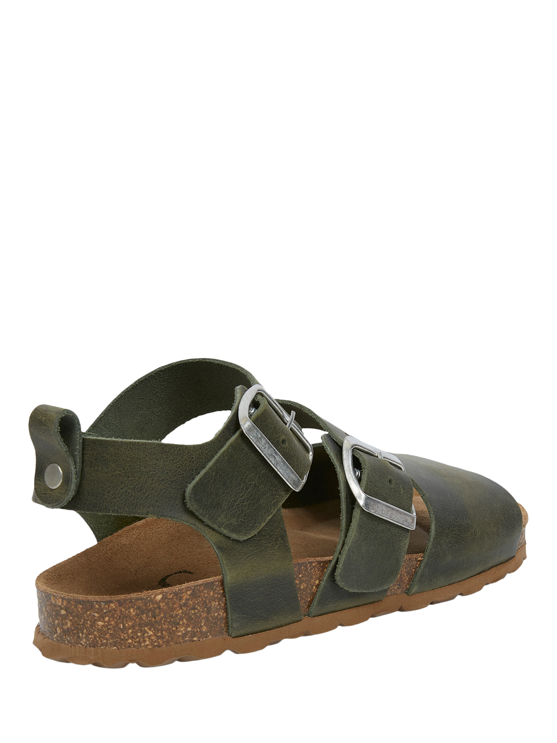 Product image 4 of 6, which shows Celtic & Co. Suede Triple Strap Footbed Sandals, Olive, 3