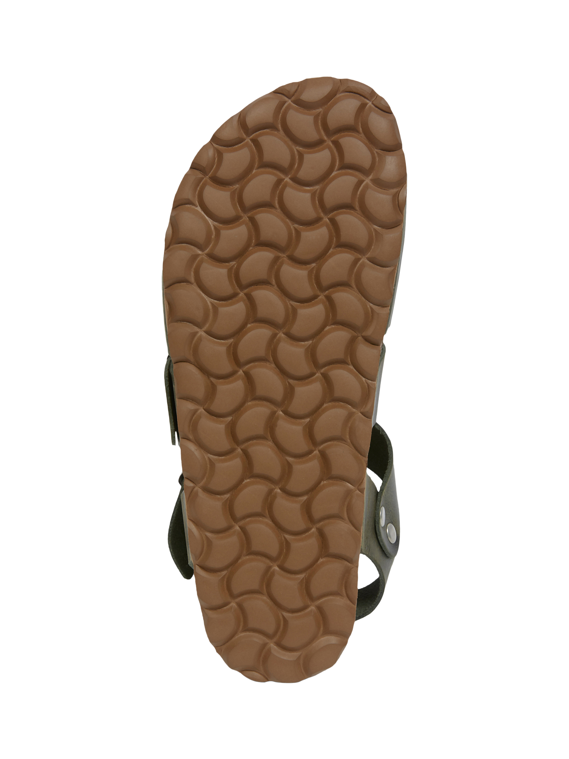 Product image 6 of 6, which shows Celtic & Co. Suede Triple Strap Footbed Sandals, Olive, 3