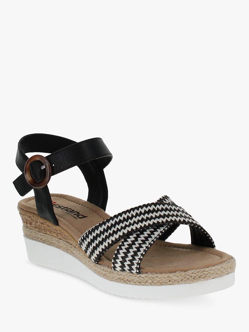 Product image 3 of 5, which shows Westland by Josef Seibel Espi 05 Low Wedge Sandals, Black/White, 6.5