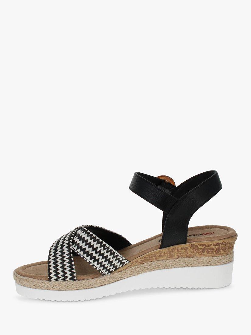 Product image 4 of 5, which shows Westland by Josef Seibel Espi 05 Low Wedge Sandals, Black/White, 6.5