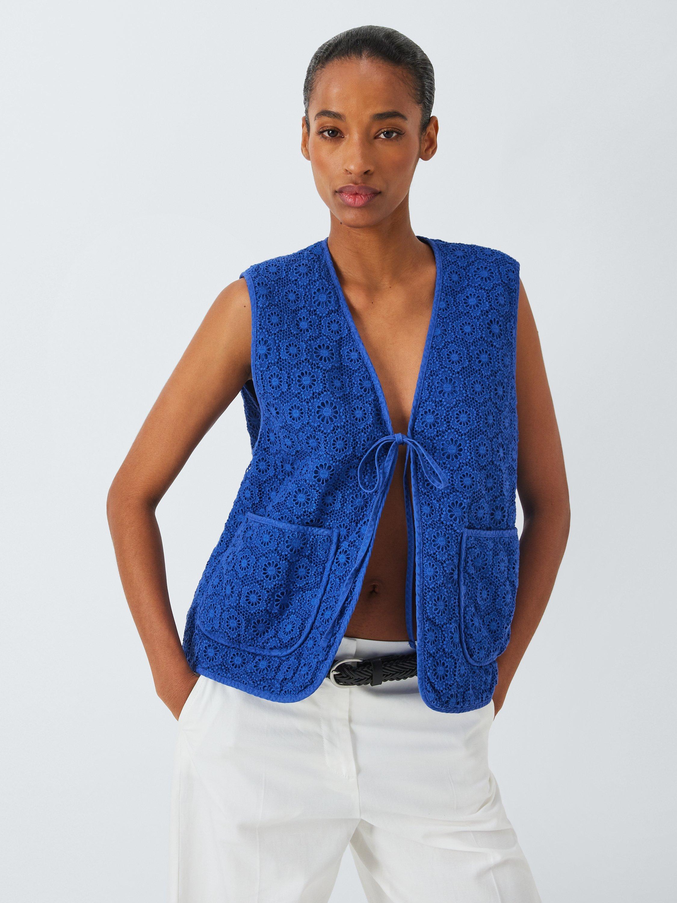 Weekend MaxMara Lory Crochet Knit Gilet, Cornflower Blue