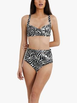 Panos Emporio Chara Zebra Print Fold Down Bikini Bottoms, Multi, Multi