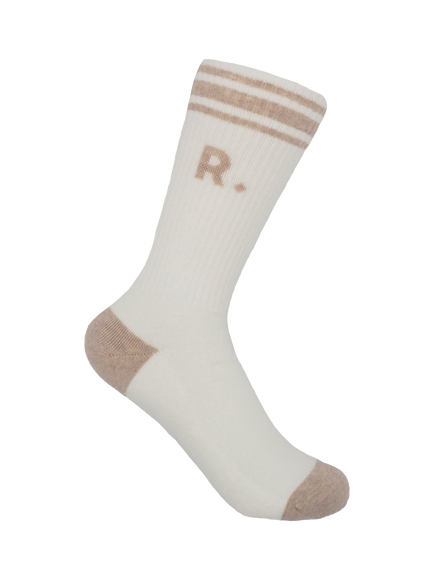 RATION.L Unisex Organic Cotton Blend Socks, Sunny Sand/White - view 2, Sunny Sand/White
