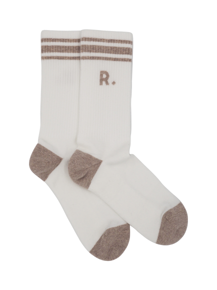 RATION.L Unisex Organic Cotton Blend Socks, Sunny Sand/White, Sunny Sand/White