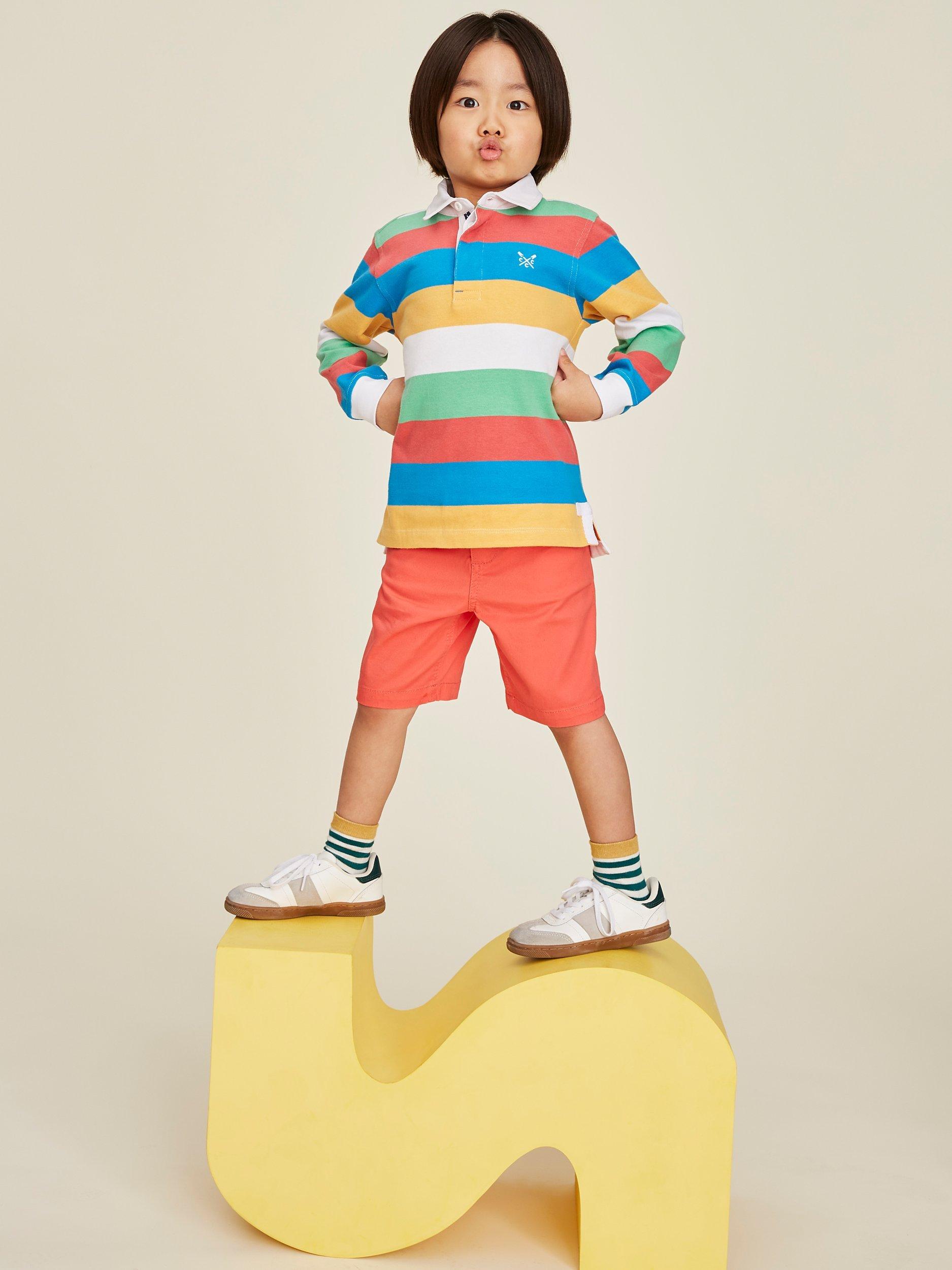 Crew Clothing Kids' Long Sleeve Striped Rugby Shirt, Multi