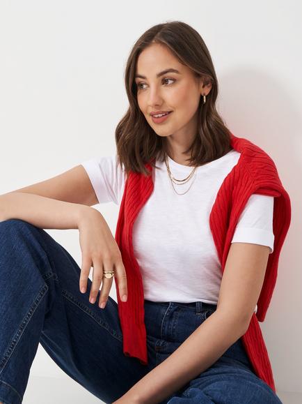 Crew Clothing Perfect Slub T-Shirt, White