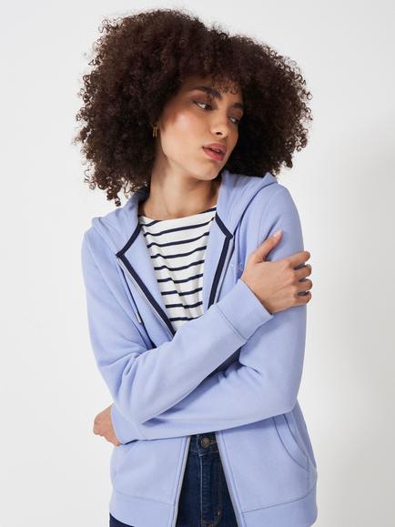 Crew Clothing Zip Through Hoodie, Bright Blue, Bright Blue