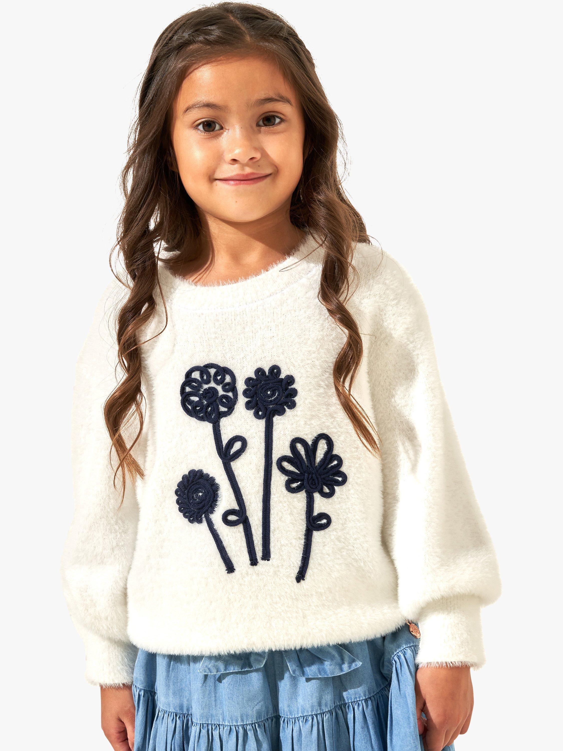 Angel & Rocket Kids' Gabbi Cornellie Flower Jumper, White