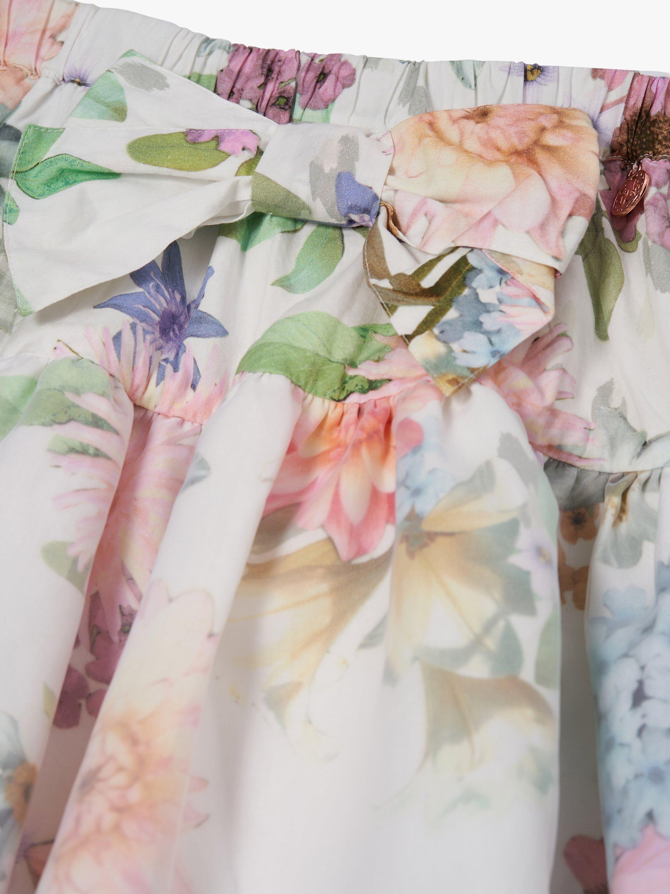 Product image 6 of 6, which shows Angel & Rocket Kids' Perla Layered Floral Print Skirt, Ivory, 11 years