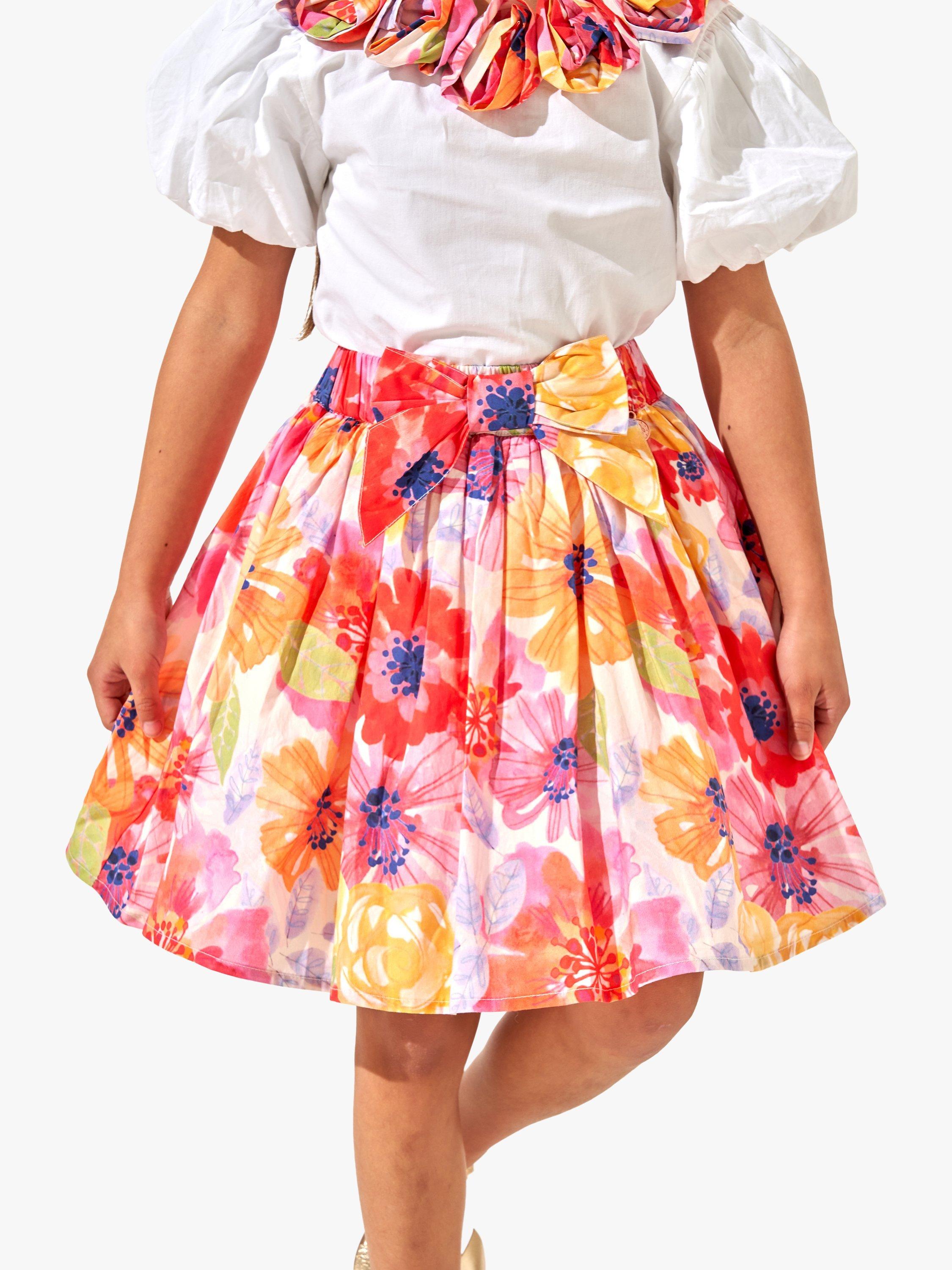 Angel & Rocket Kids' Sadie Floral Print Skirt, Red