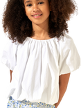 Angel & Rocket Kids' Michela Bubble Hem Puff Sleeve Top, White