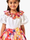 Angel & Rocket Kids' Sadie Corsage Neck Top, White/Multi