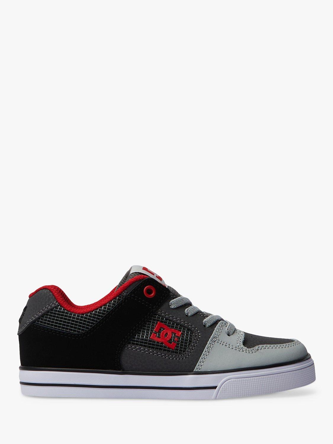 DC Shoes Kids' Leather Pure Elastic Trainers, Grey/Red/Multi