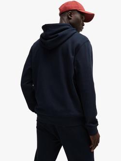 BOSS Cotton Terry Hoodie - view 2, Dark Blue