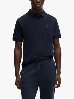 BOSS Stretch Piqué Polo Shirt, Dark Blue