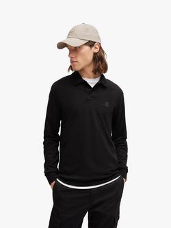HUGO BOSS BOSS Passerby Long Sleeve Cotton Blend Polo Shirt, Black