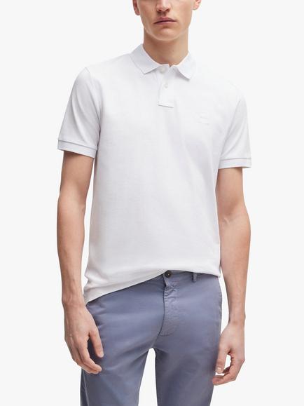 BOSS Stretch Piqué Polo Shirt, White