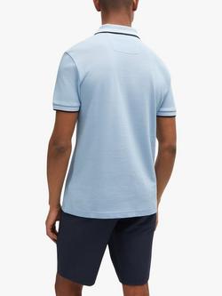 BOSS Cotton Polo Top, Light/Pastel Blue - view 2, Light/Pastel Blue