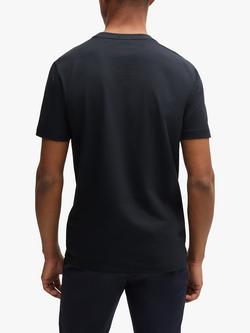 BOSS Cotton Blend Regular Fit Short Sleeve Plain Logo T-Shirt, Dark Blue - view 2, Dark Blue
