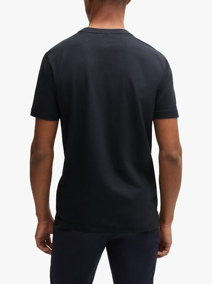 BOSS Cotton Blend Regular Fit Short Sleeve Plain Logo T-Shirt, Dark Blue - view 2, Dark Blue