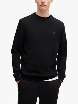 BOSS Cotton Terry Sweatshirt, Black, Black