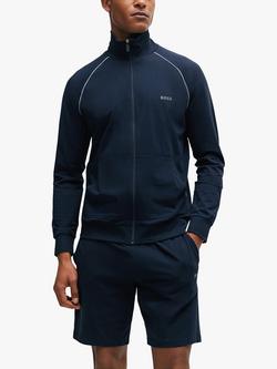 HUGO BOSS BOSS Zip Through Lounge Top, Dark Blue, Dark Blue