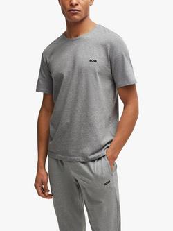 BOSS Embroidered Logo Stretch Cotton T-Shirt, Medium Grey, Medium Grey