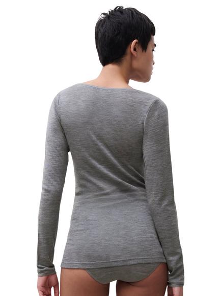 Femilet Juliana Thermal Merino Wool Long Sleeve Top - view 2, Heather Grey
