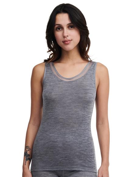 Femilet Juliana Thermal Merino Wool Vest Top, Heather Grey