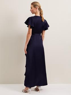 Phase Eight Arabella Satin Maxi Dress, Navy - view 2, Navy