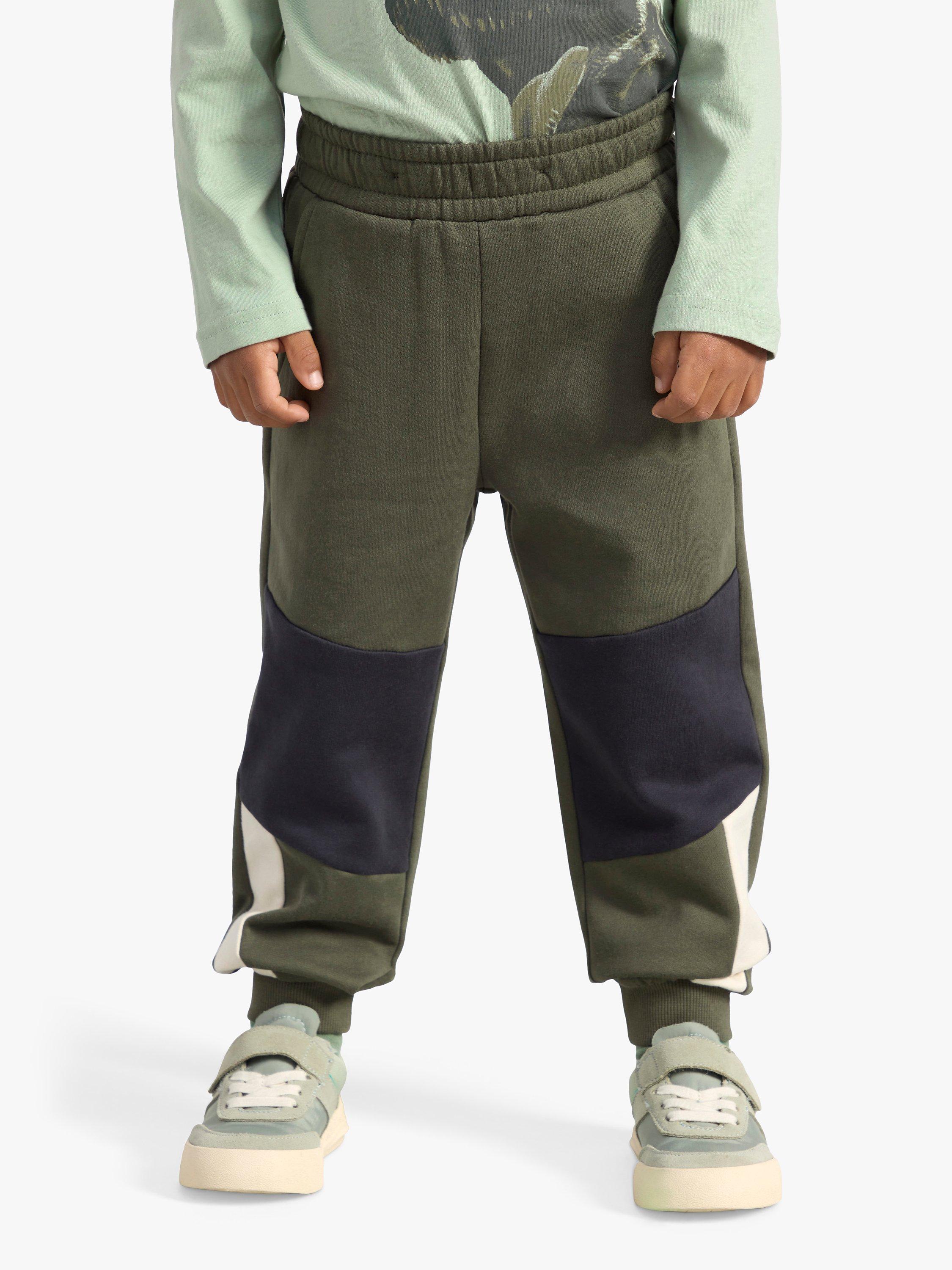 Lindex Kids' Organic Cotton Soft Joggers, Dark Dusty Khaki