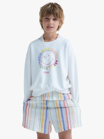 The New Society Kids' Rolling Graphic Sweatshirt, Off White/Multi, Off White/Multi