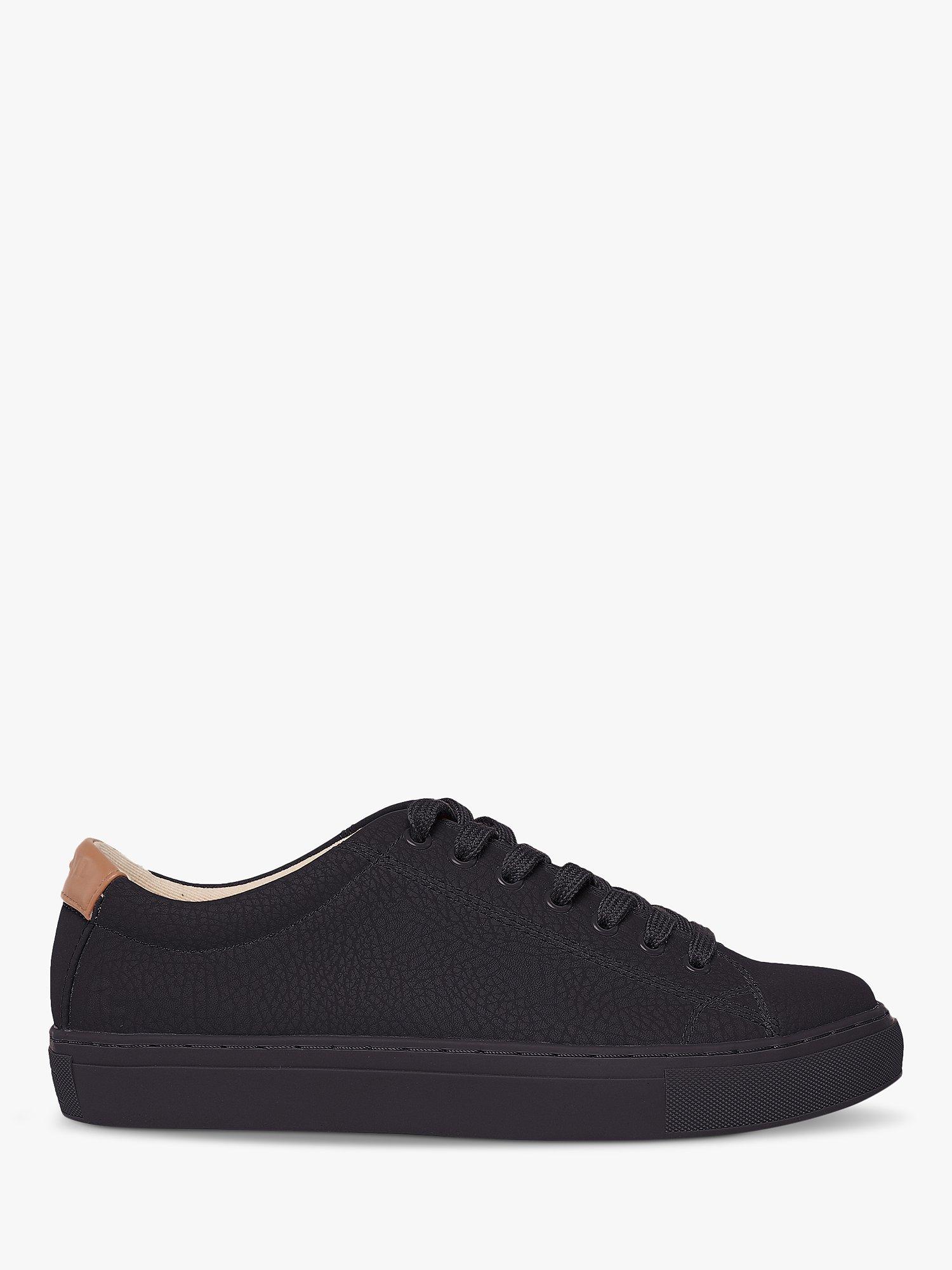 Product image 1 of 6, which shows RATION.L Unisex Vegan R-KIND Grain Print Trainers, Mercury Black, 9