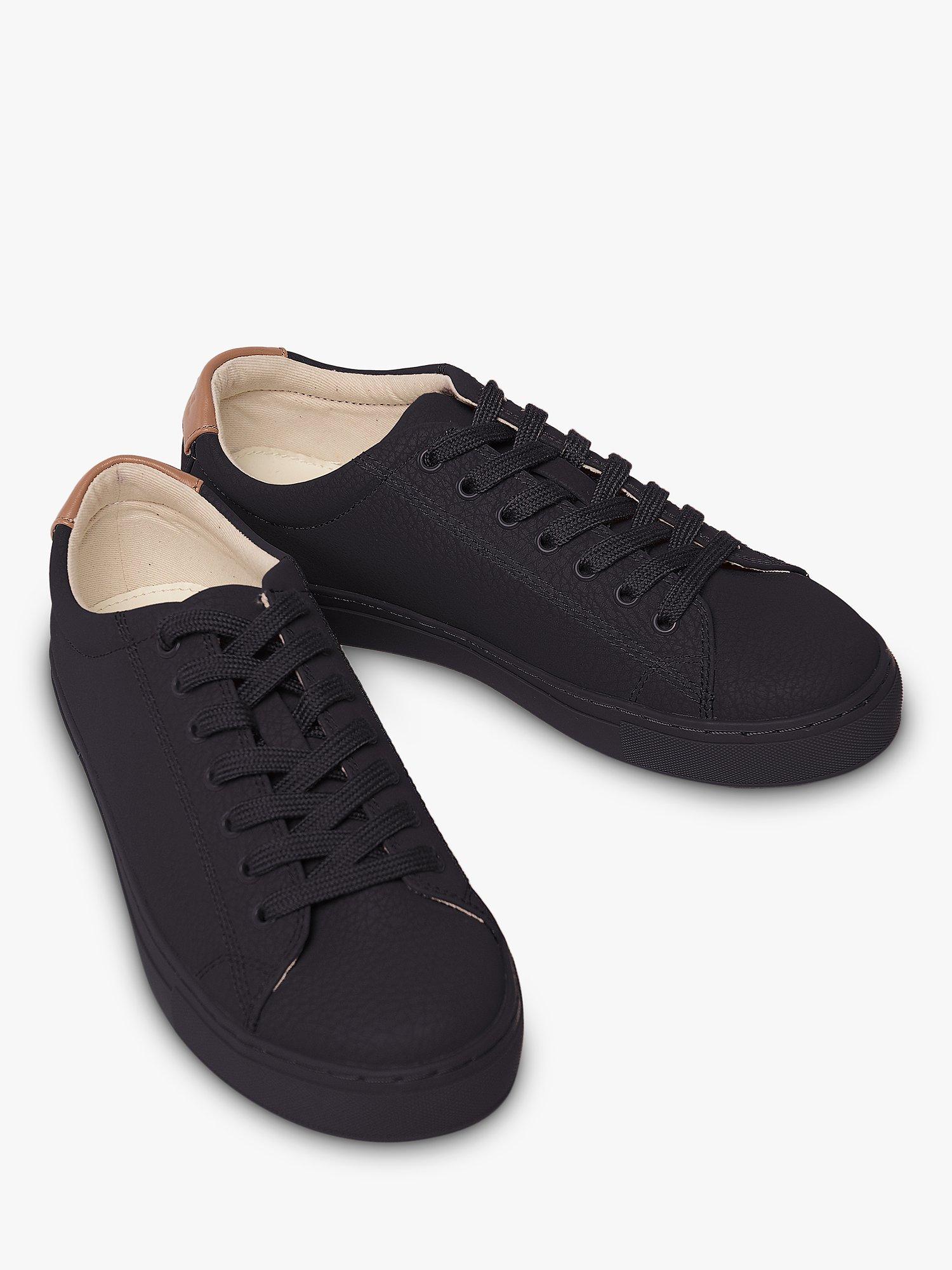 Product image 2 of 6, which shows RATION.L Unisex Vegan R-KIND Grain Print Trainers, Mercury Black, 9