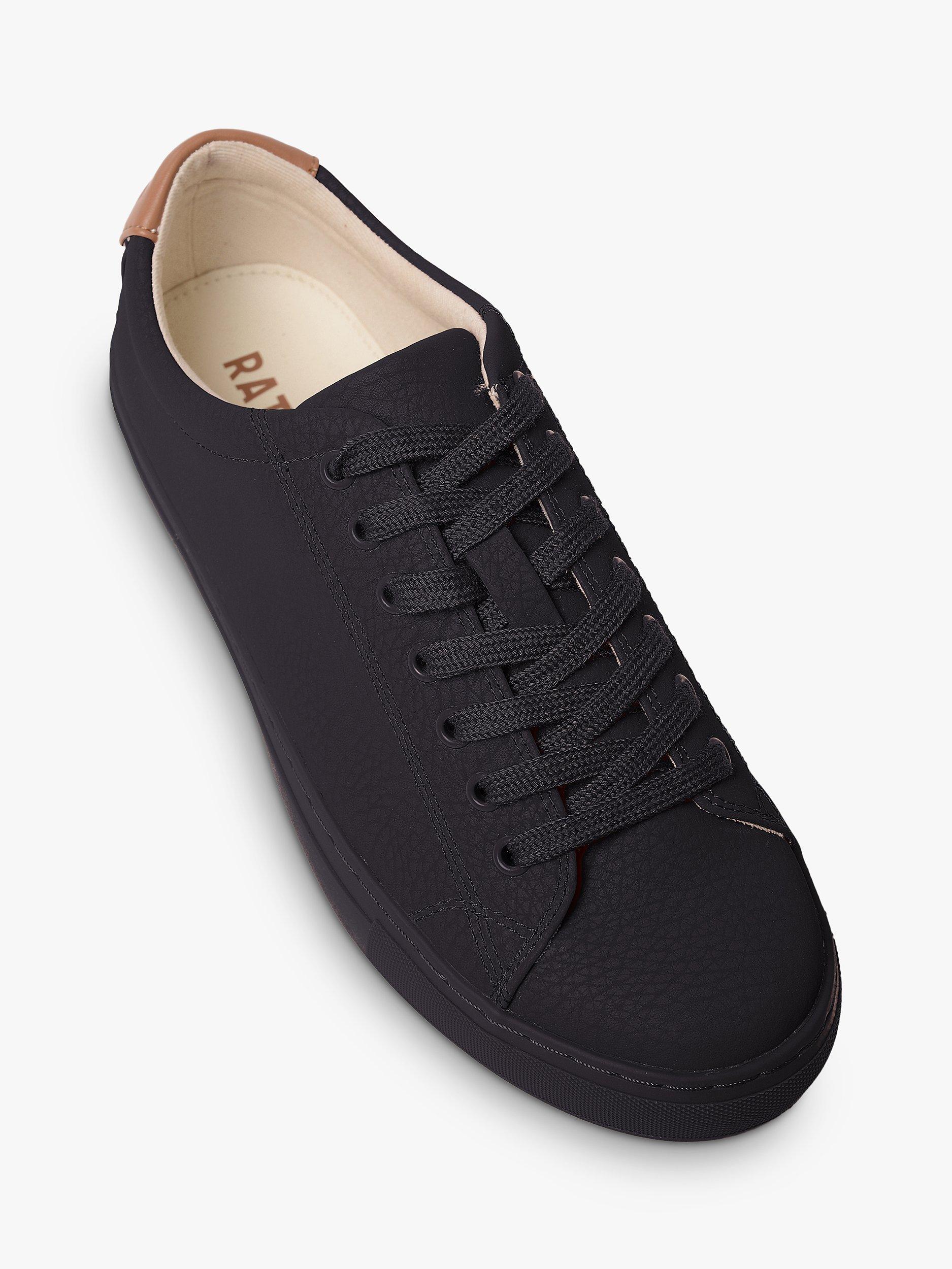 Product image 3 of 6, which shows RATION.L Unisex Vegan R-KIND Grain Print Trainers, Mercury Black, 9