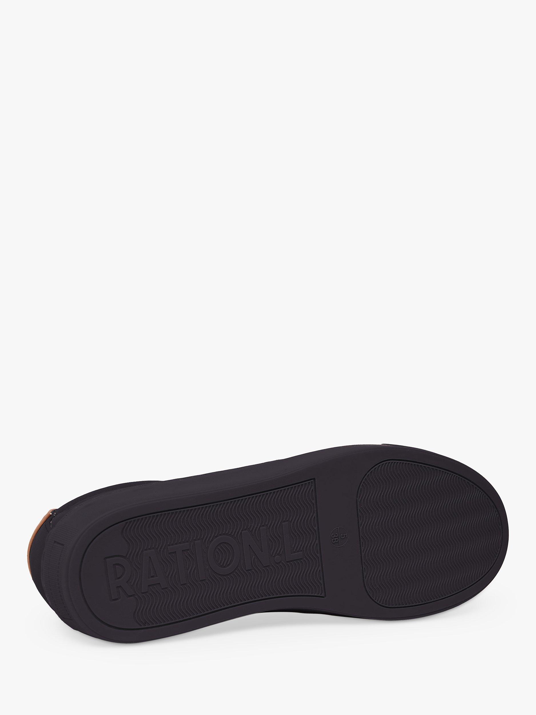 Product image 4 of 6, which shows RATION.L Unisex Vegan R-KIND Grain Print Trainers, Mercury Black, 9