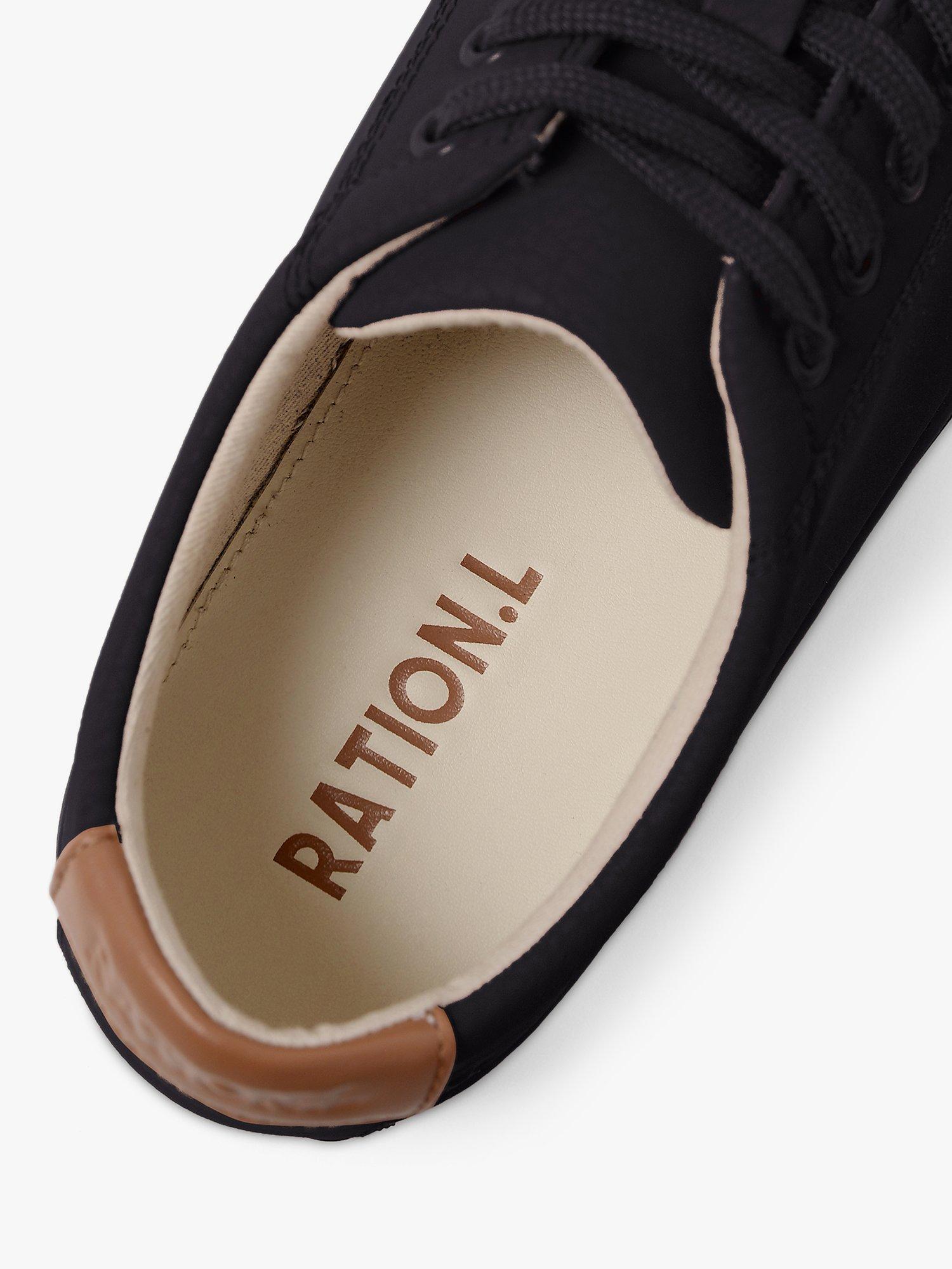Product image 6 of 6, which shows RATION.L Unisex Vegan R-KIND Grain Print Trainers, Mercury Black, 9