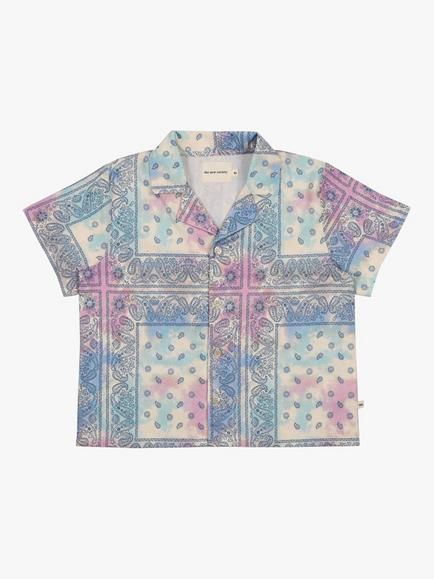 The New Society Kids' Downtown Revere Collar Shirt, Blue/Multi - view 2, Blue/Multi
