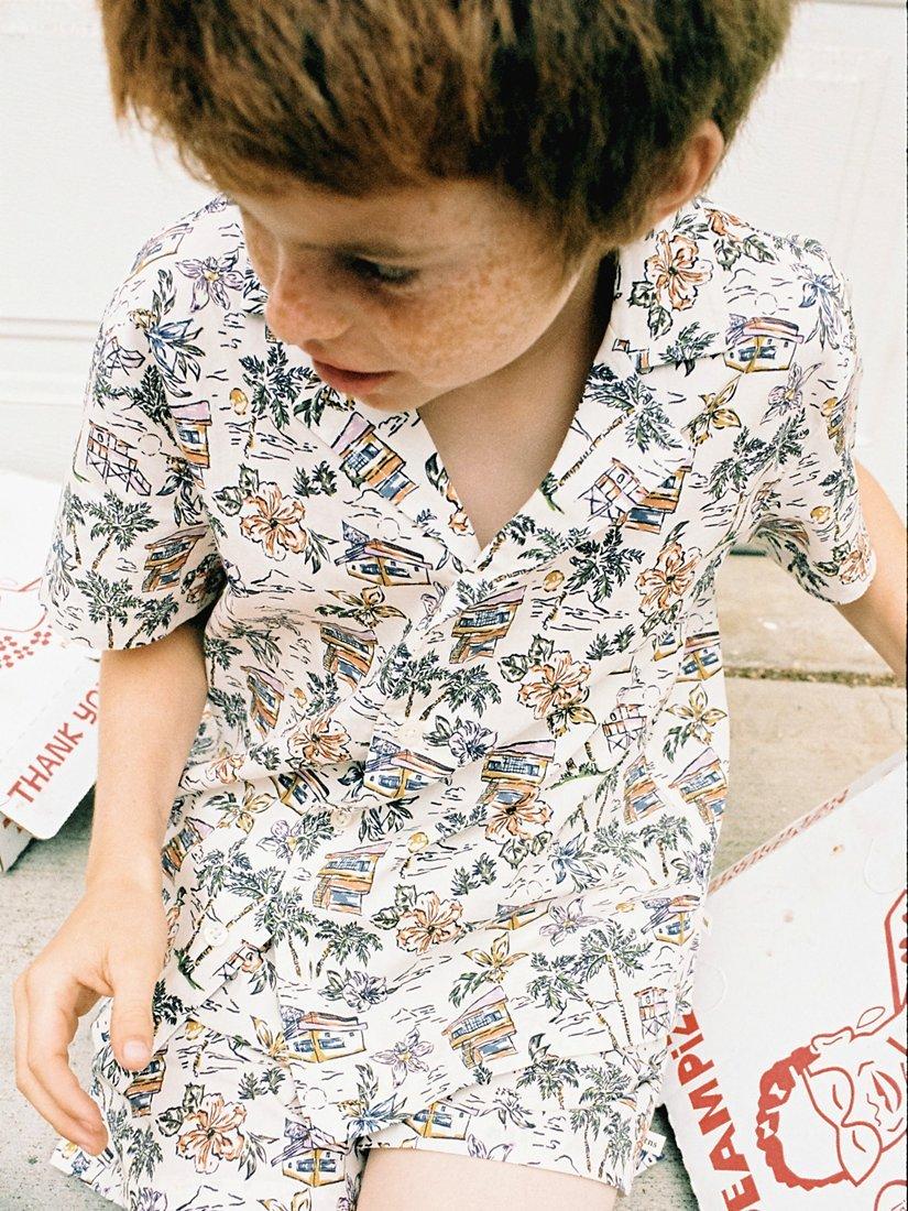 Product image 4 of 5, which shows The New Society Kids' Belmont Print Bermuda Shorts, Off White, 4 years